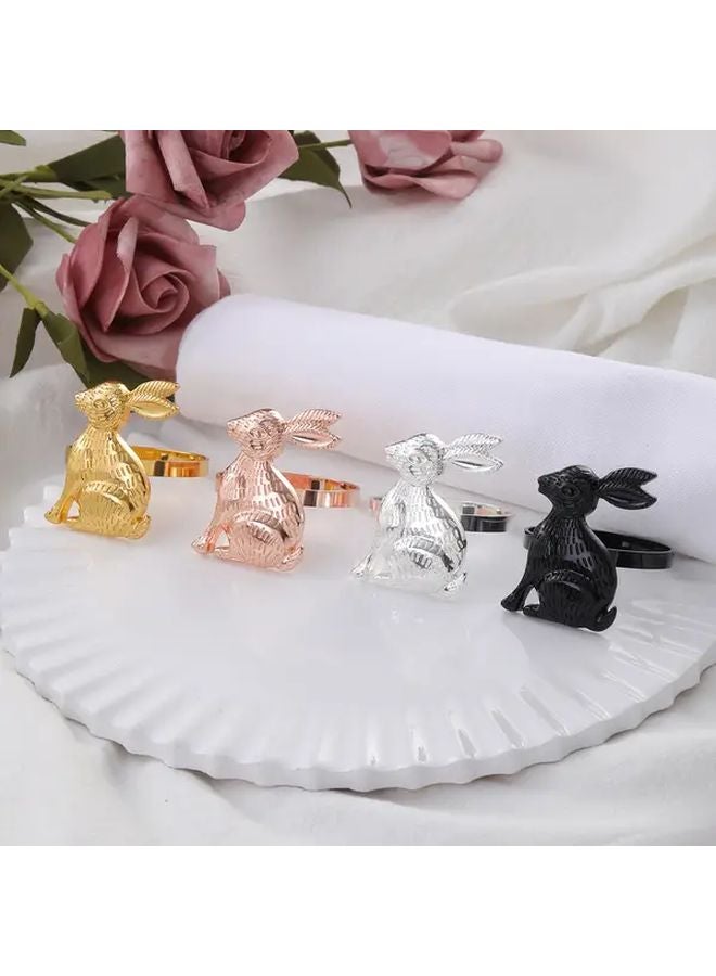 حلقة منديل أرنب عيد الفصح مشبك مناديل معدني Z1028 مجموعة من 2 بأربعة ألوان - Image 3